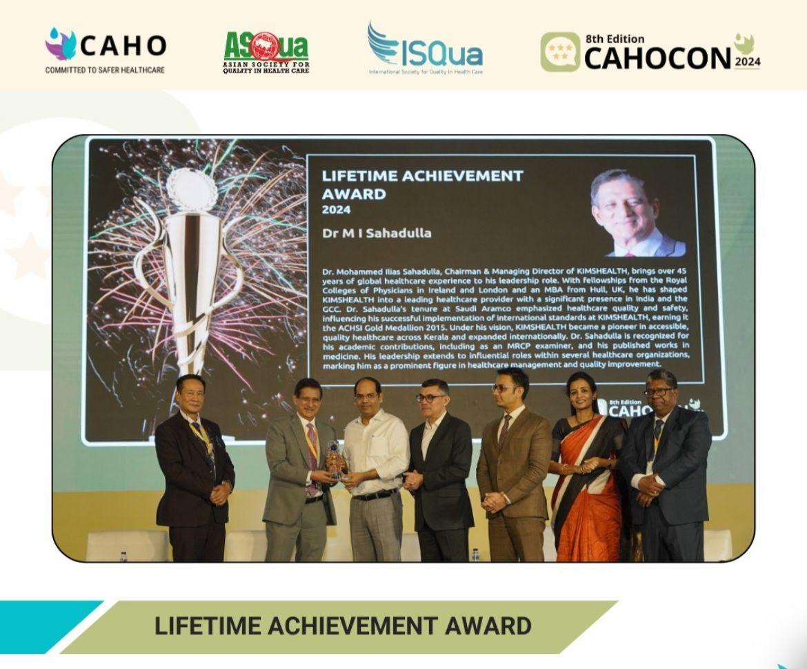 Dr. M.I Sahadulla Honored with Lifetime Achievement Award by CAHOCON